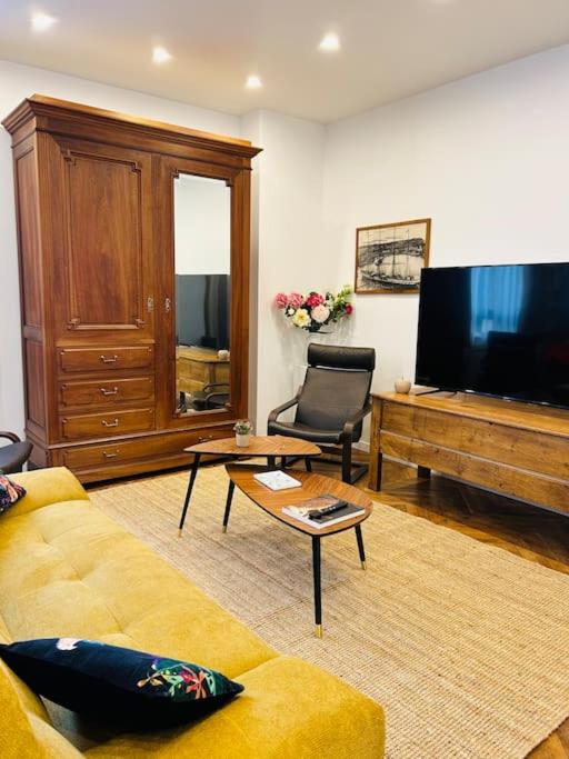 Televízia a/alebo spoločenská miestnosť v ubytovaní Magnifique Appartement l'Aigrette