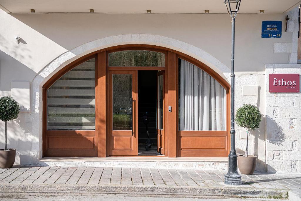 The facade or entrance of Ethos Suites
