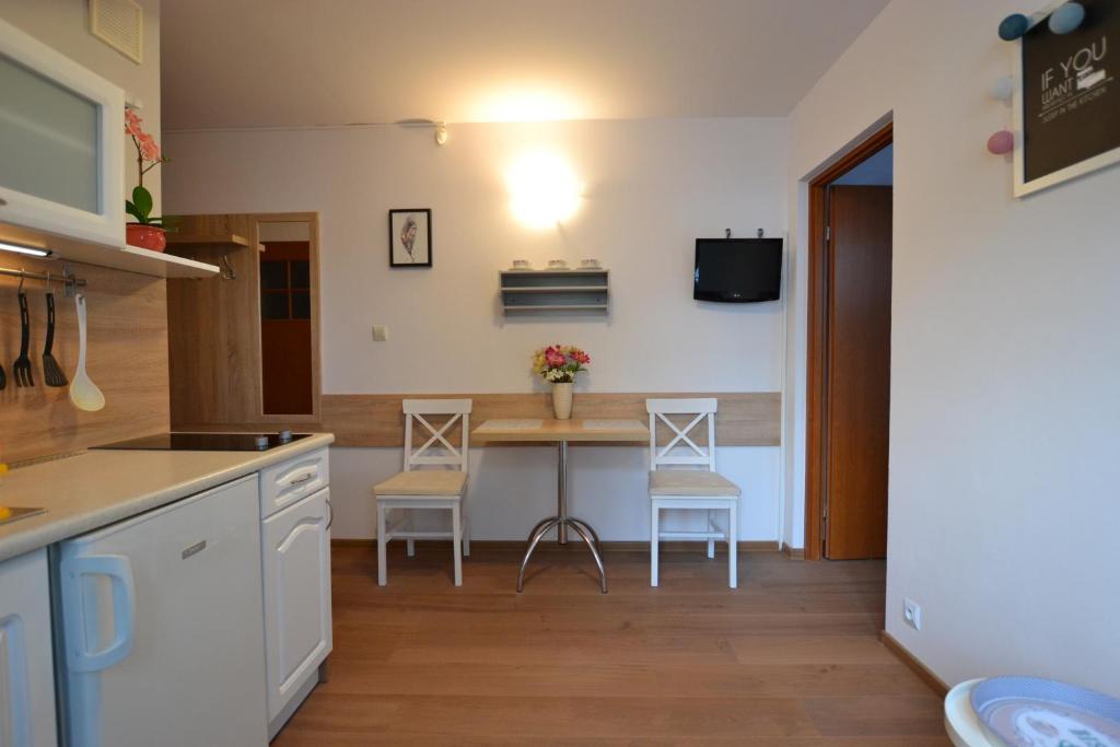 Kuchyňa alebo kuchynka v ubytovaní Słoneczne Apartamenty w Poddąbiu