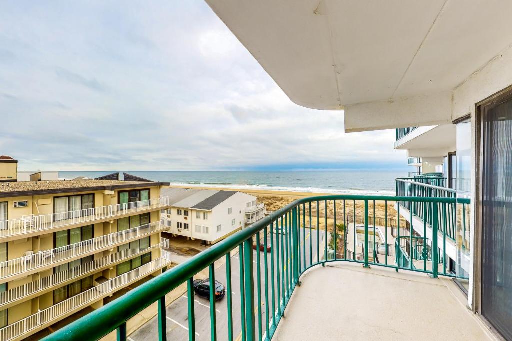 a balcony with a view of the ocean at Summer Beach 508 in Ocean City