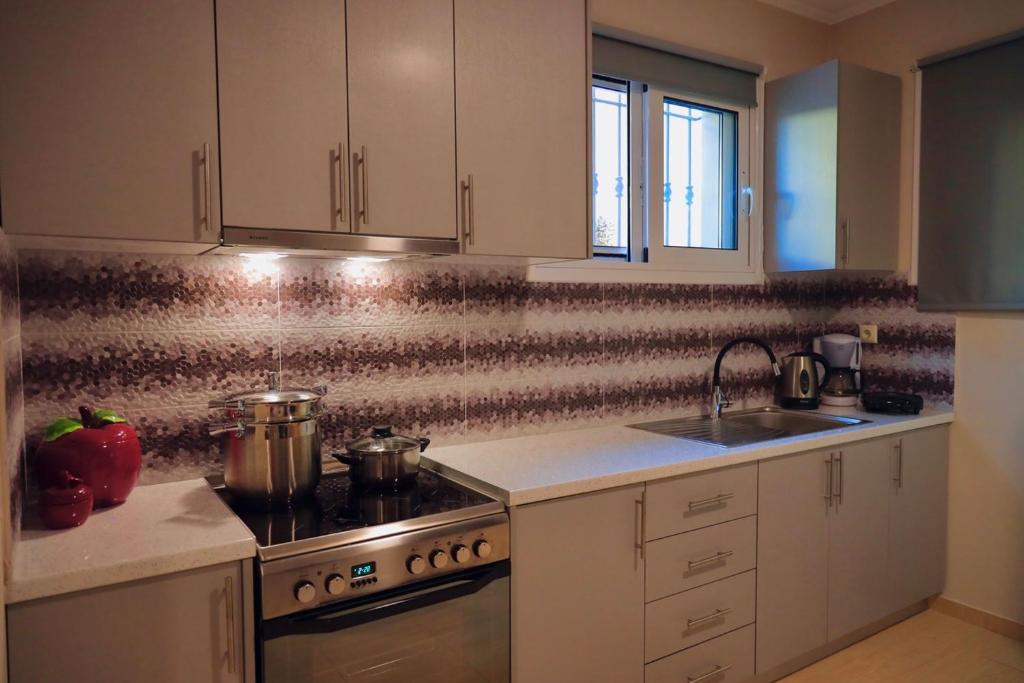 Kuchyň nebo kuchyňský kout v ubytování Phivos Home & Garden