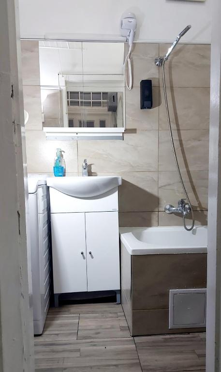 Kuchyňa alebo kuchynka v ubytovaní Gecko Centrum Studio Apartman