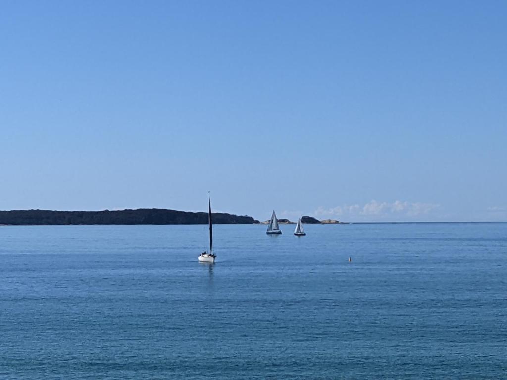 a group of boats floating on a large body of water at Araluen Motor Lodge in Batemans Bay