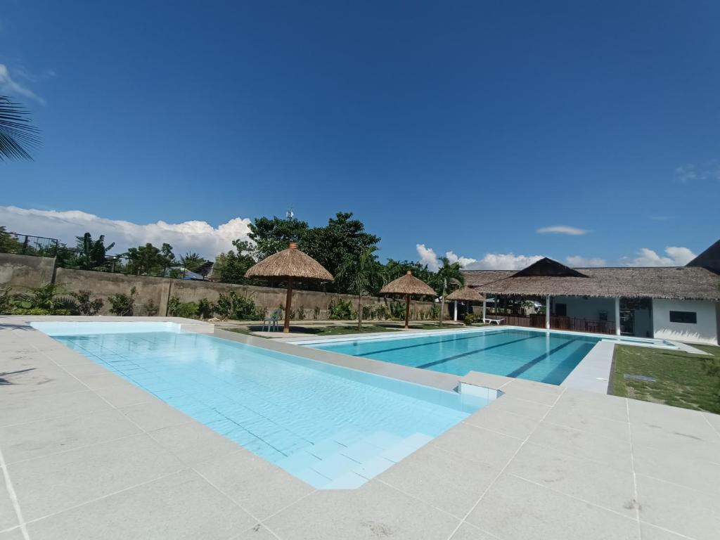 莫阿爾博阿的住宿－Treeshade Resort & Spa Moalboal，度假村内带遮阳伞的大型游泳池
