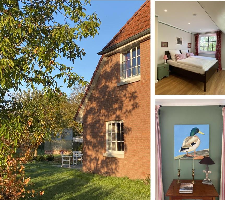 a collage of two pictures of a house at Ferienhaus Bothmer in Schwarmstedt