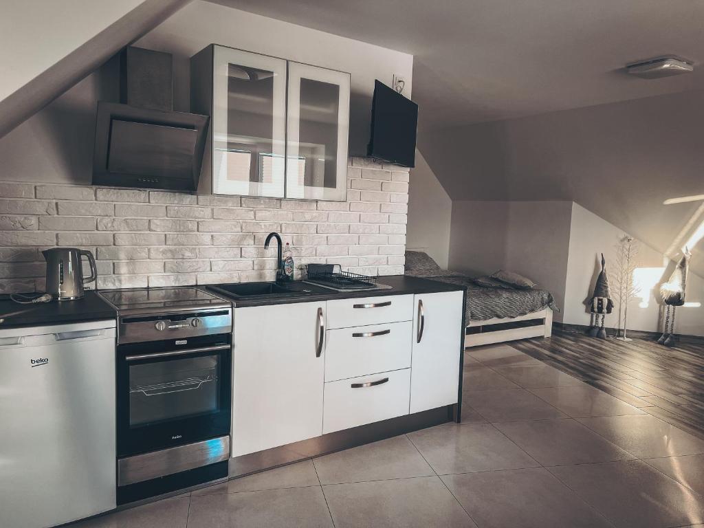 Kuchyňa alebo kuchynka v ubytovaní Przytulny apartamentt