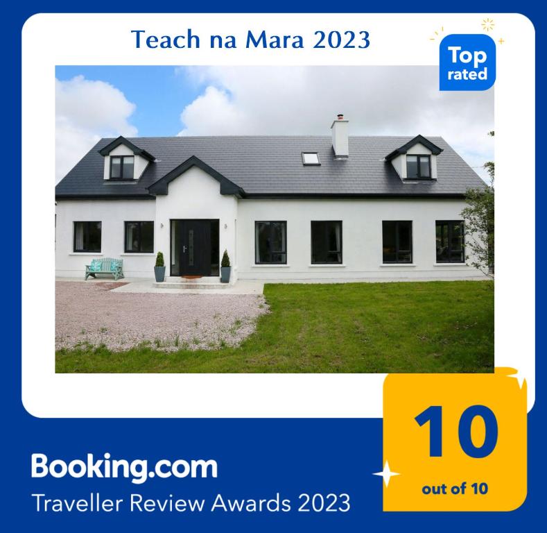 Captura de pantalla de un sitio web con una casa blanca en Luxury 6 Bedroom Spiddal Villa, Jacuzzi, Balcony, en Galway
