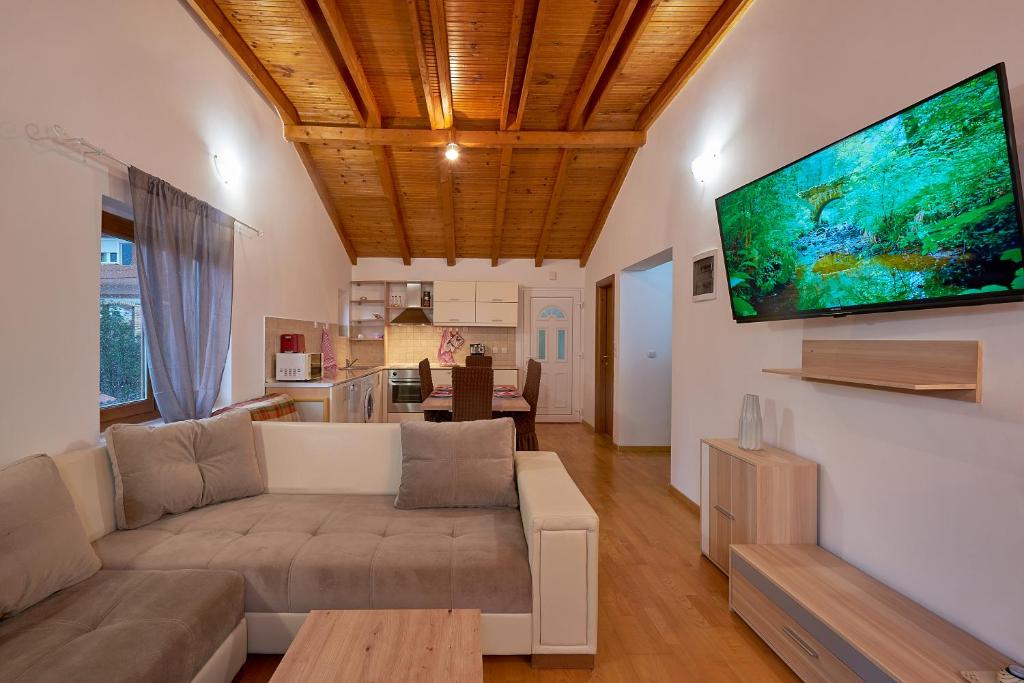 TV a/nebo společenská místnost v ubytování Apartman KATI