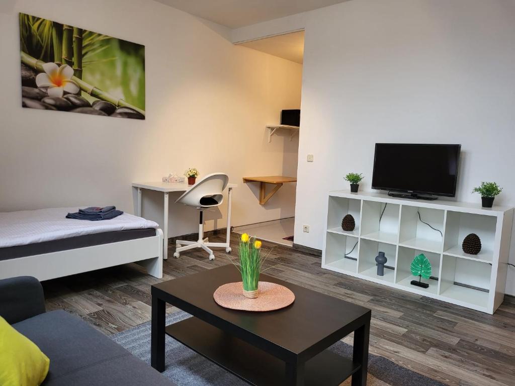 TV a/nebo společenská místnost v ubytování CityApartment Platinum-Zentrum mit Parkplatz