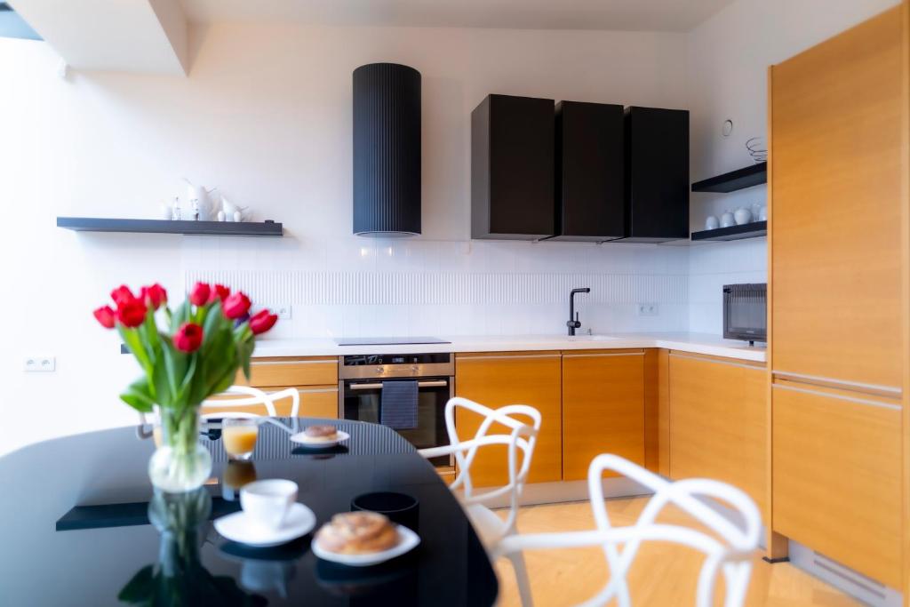 Kuchyňa alebo kuchynka v ubytovaní Penthouse Cracow