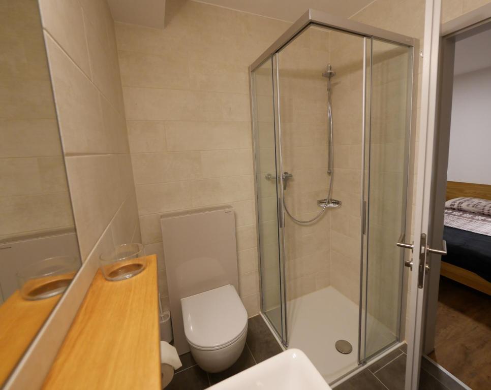 Koupelna v ubytování Bonne Auberge Les Bugnenets