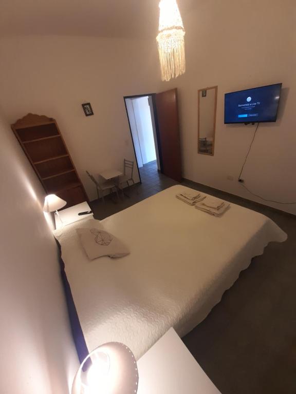 a bedroom with a large bed and a television at Room in Puerto Madryn