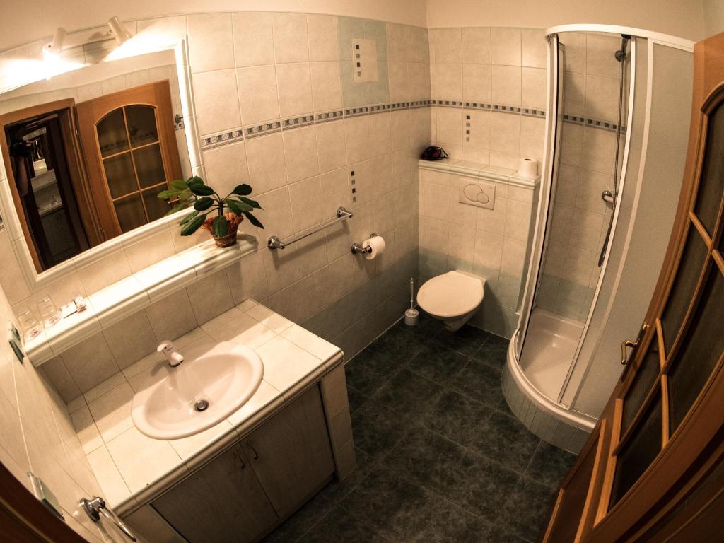 Koupelna v ubytování Hotel Holzbecher Ratibořice