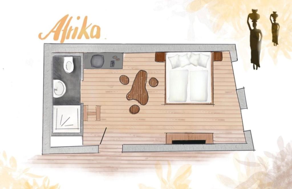 a floor plan of a tiny house with a room at H+M Boarding Houses in Lauf an der Pegnitz