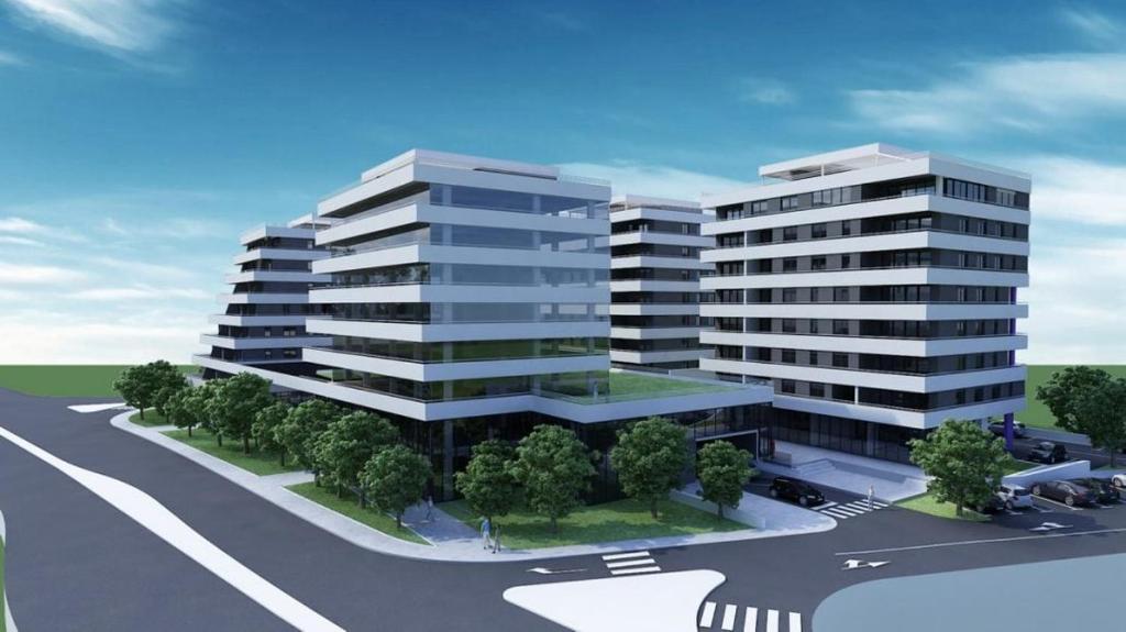 a rendering of a building with a parking lot at Apartment Bella in Zadar
