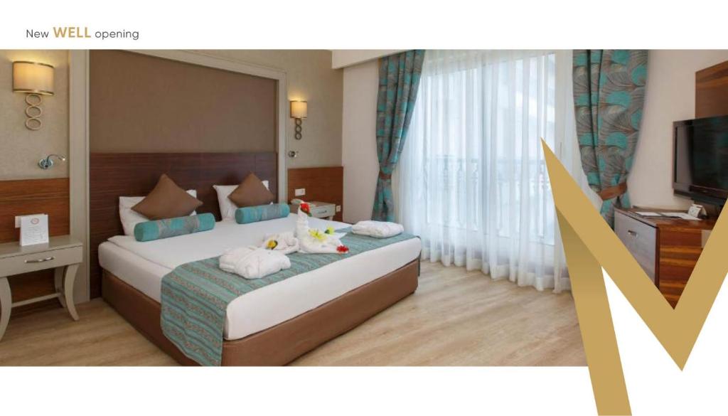 a hotel room with a bed and a tv at WELL PALACE SIDE in Side