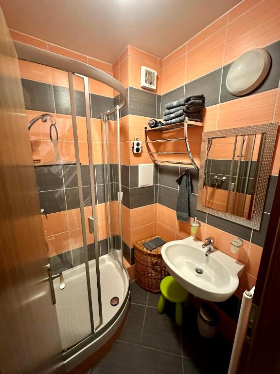 Koupelna v ubytování APARTMÁN MEZONET DONOVALY Plesnivec