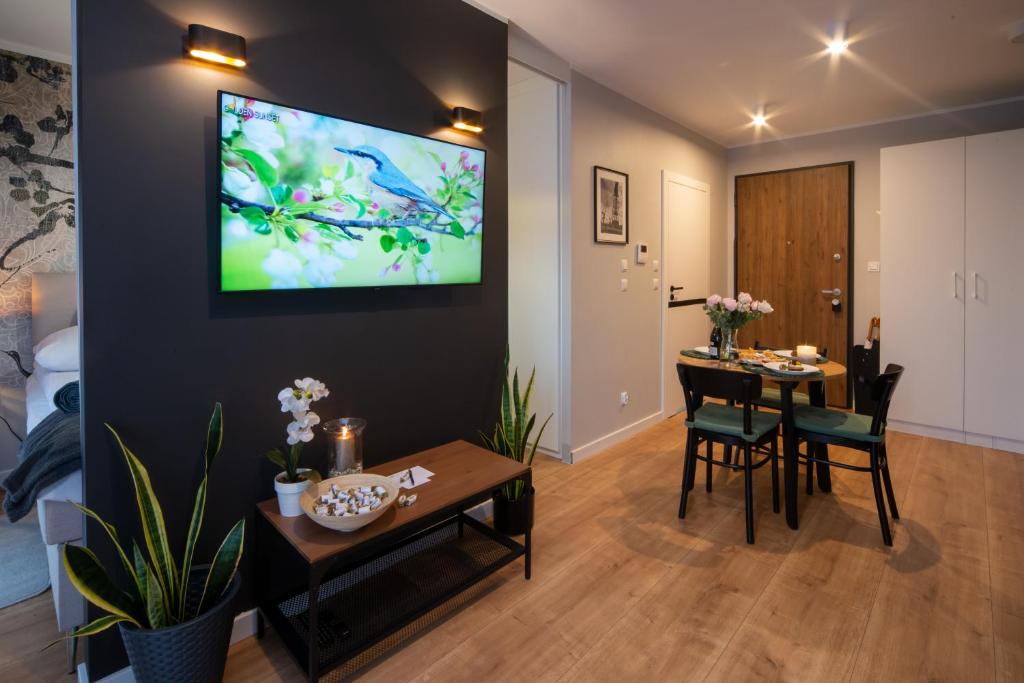 Televízia a/alebo spoločenská miestnosť v ubytovaní Maya's Flats & Resorts 16 - NADMOTLAWIE