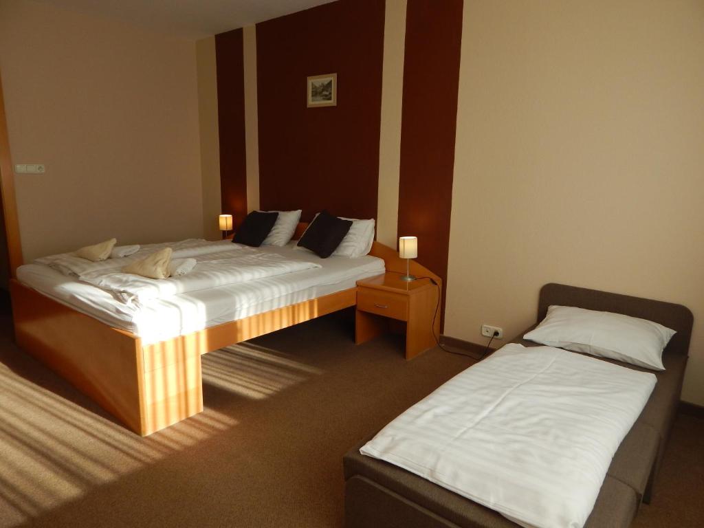 Postel nebo postele na pokoji v ubytování Panorama Hotel Noszvaj