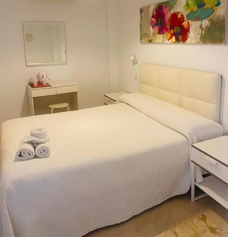 Postel nebo postele na pokoji v ubytování Hostal Tres Soles