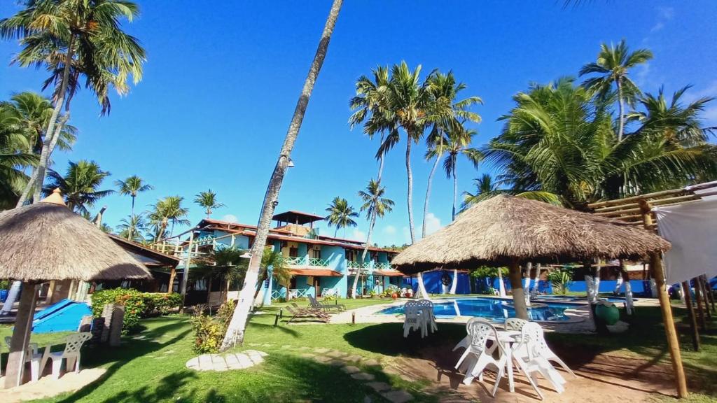 a view of the resort from the pool at Albacora Praia Hotel in Japaratinga