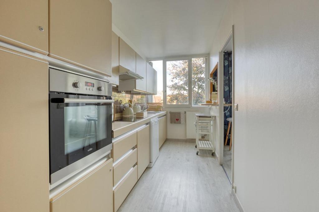 A cozinha ou cozinha compacta de 50m2 Cosy Parking Balcon