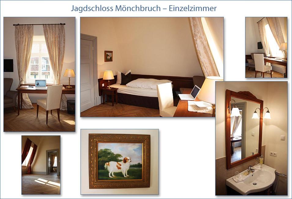 Postel nebo postele na pokoji v ubytování Jagdschloss Mönchbruch