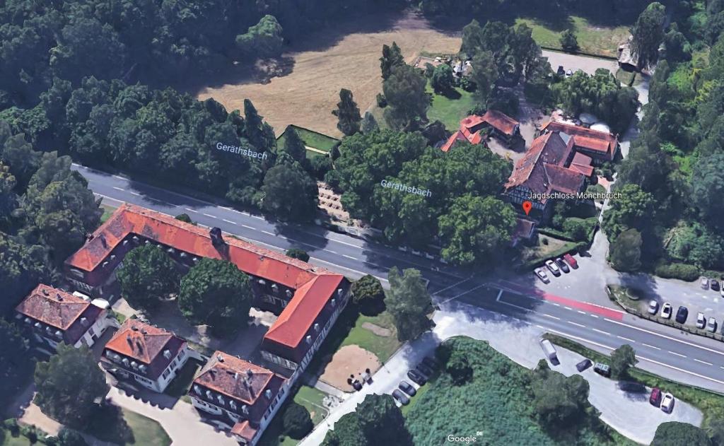 Letecký snímek ubytování Jagdschloss Mönchbruch