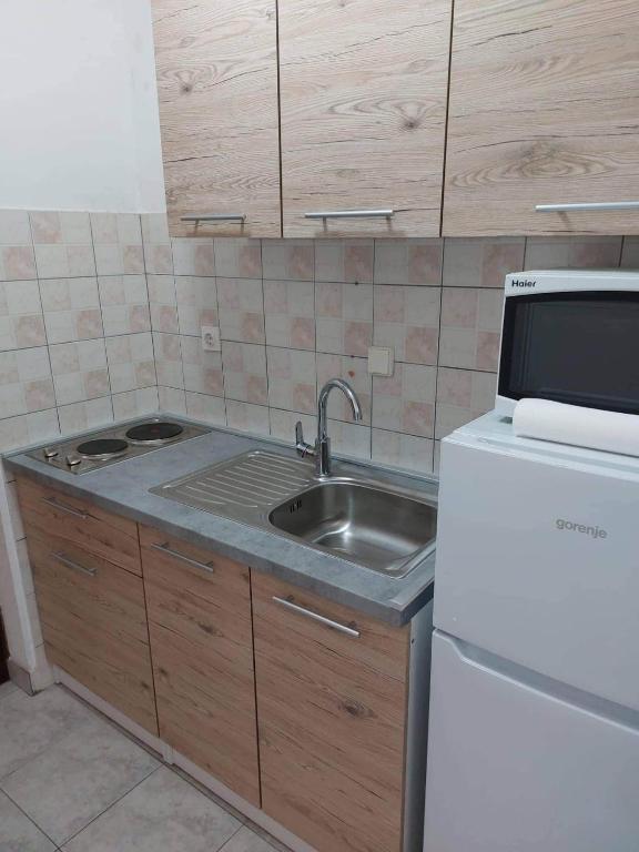 Kuchyň nebo kuchyňský kout v ubytování apartmani Natali