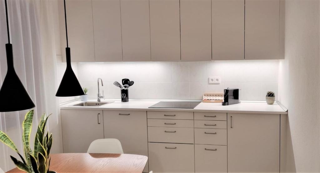 Kuchyň nebo kuchyňský kout v ubytování Rosa Rooms Meran