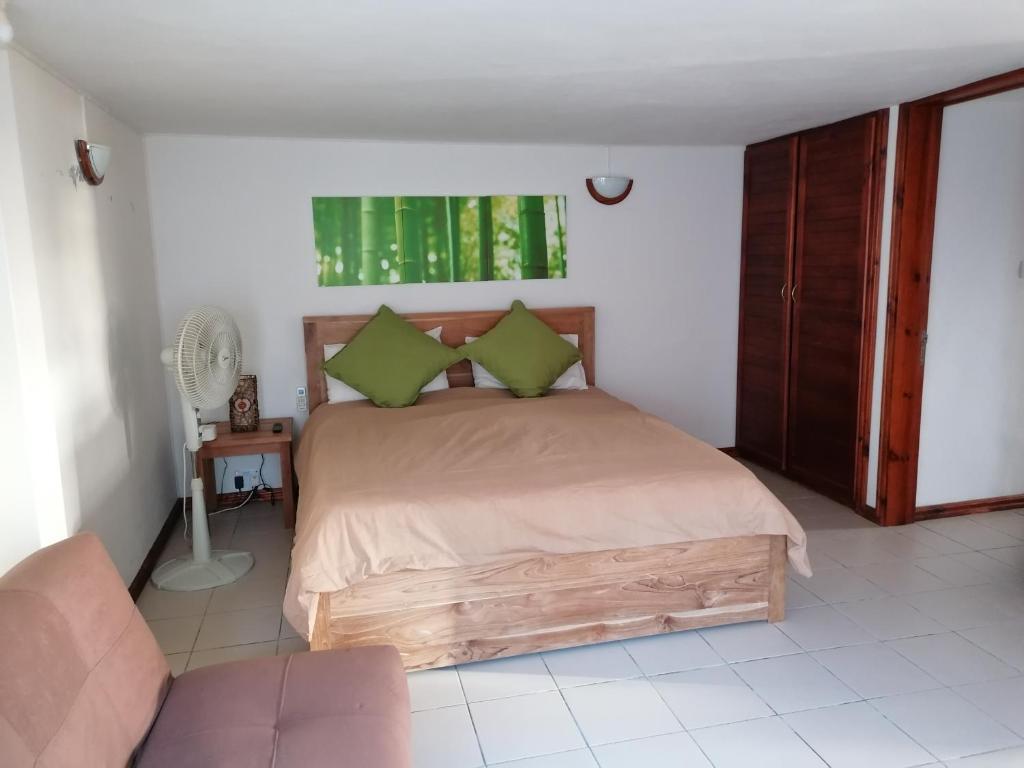 Postel nebo postele na pokoji v ubytování Terre et Mer - Studios - Ile Maurice