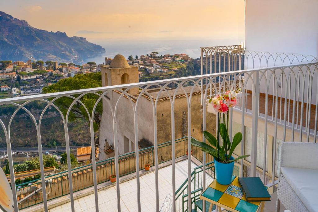 a balcony with a view of a city at Ravello Dream Charming House in Scala