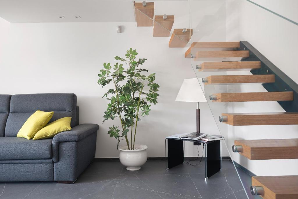 Χώρος καθιστικού στο Archimedes luxury apartment with terrace