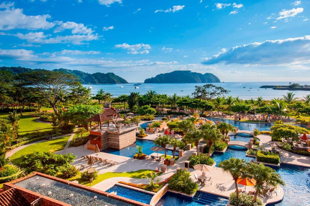 an aerial view of the resort and the water park at Los Sueños Marriott Ocean & Golf Resort in Jacó