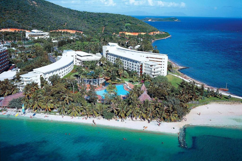 an aerial view of a resort on a beach at Le Méridien Nouméa Resort & Spa in Noumea