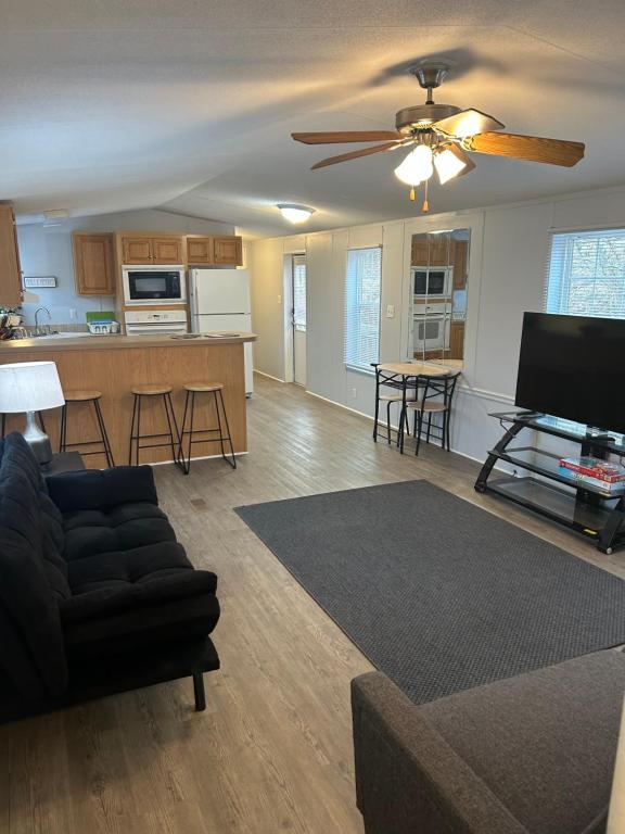 Ruang duduk di West Asheville Remodeled Mobile Home