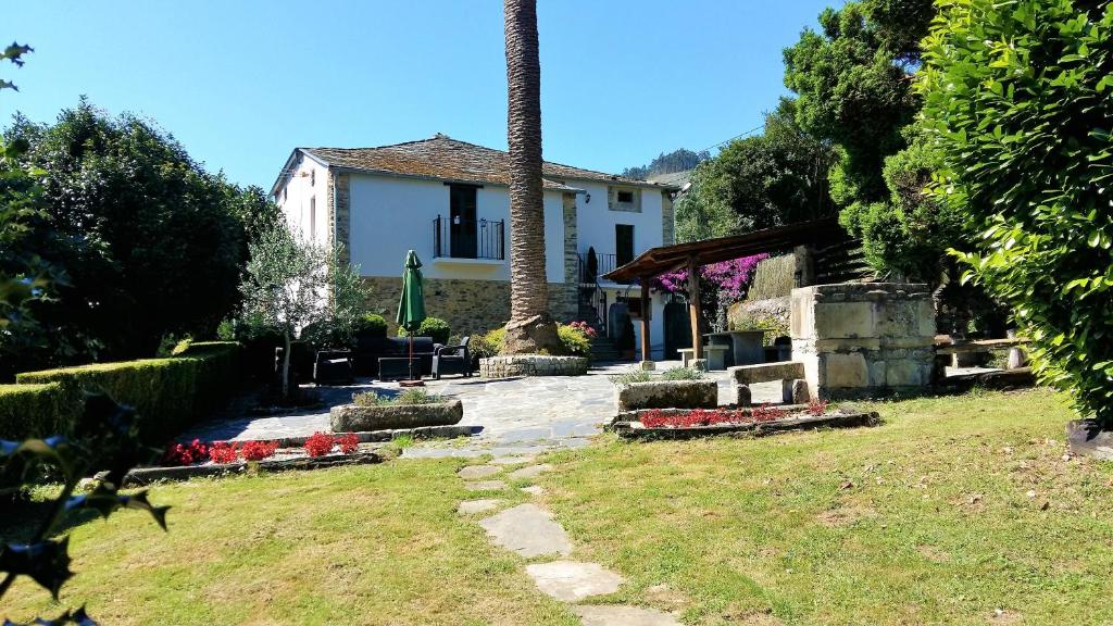 a house with a palm tree in a yard at Corredoira in Viveiro