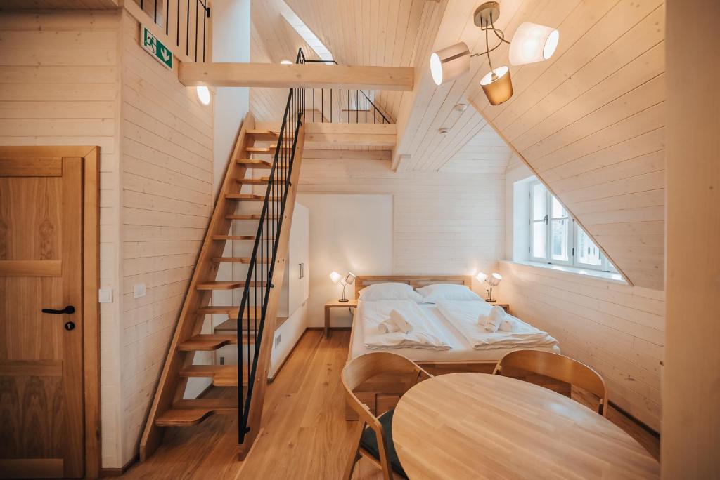 Postel nebo postele na pokoji v ubytování Apartman s výhledem