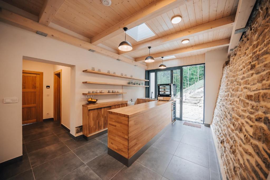 Kuchyň nebo kuchyňský kout v ubytování Apartman s výhledem