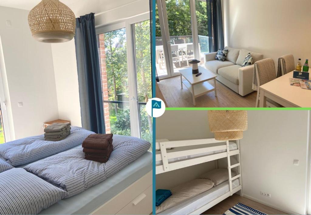 Postel nebo postele na pokoji v ubytování Wohnen am Südstrand - Ferienwohnung 1 3