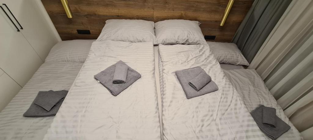 Postel nebo postele na pokoji v ubytování Hotel Ovruč - rodinný apartmán 111