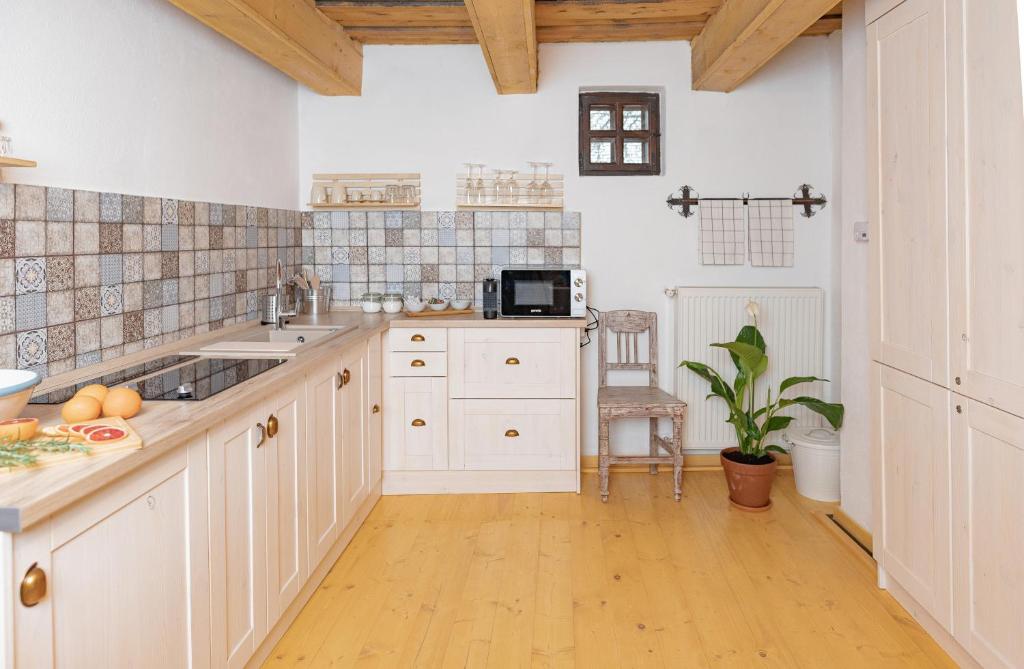 Kuchyňa alebo kuchynka v ubytovaní Kégli apartmanok és fürdőház Hollókő