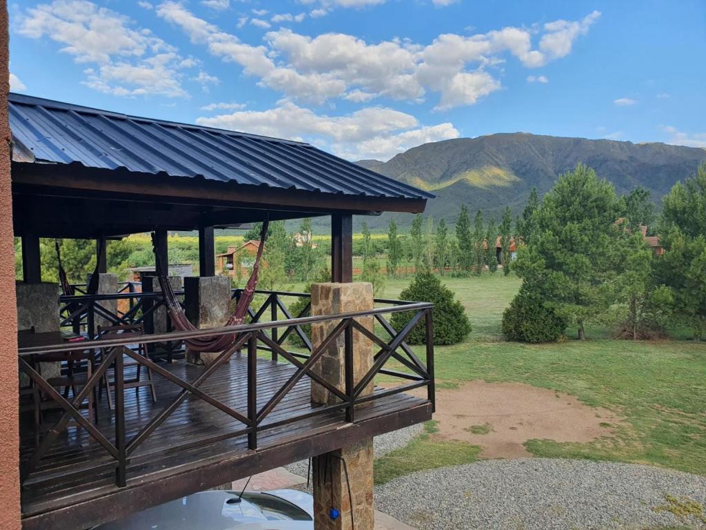 a pavilion with a view of the mountains at Winds Hill Resort & Spa in Merlo