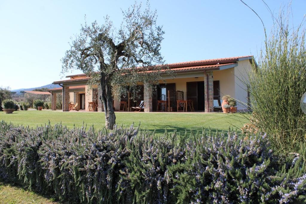 una casa con un jardín delante de ella en Agriturismo Il vecchio mandorlo en Castiglione della Pescaia