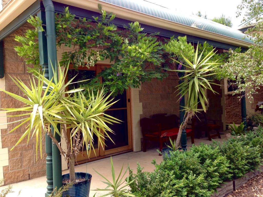 uma casa com plantas no alpendre da frente em Clarevale Cottage B&B em Clare