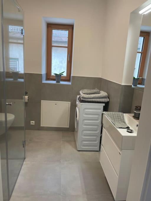 A bathroom at Altes Winzerhaus in der Wachau - neu renoviertes Haus mit Terrasse