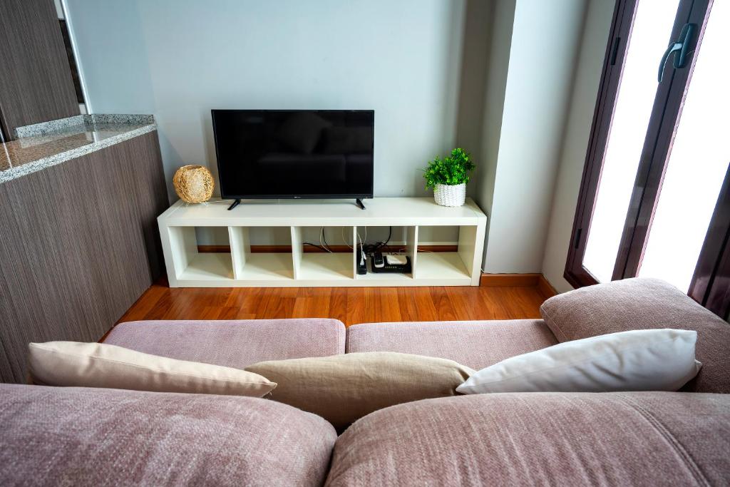 Televízia a/alebo spoločenská miestnosť v ubytovaní LOFT BETANIA