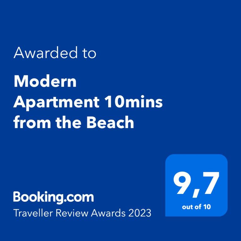 Certifikát, hodnocení, plakát nebo jiný dokument vystavený v ubytování Modern Apartment 10mins from the Beach