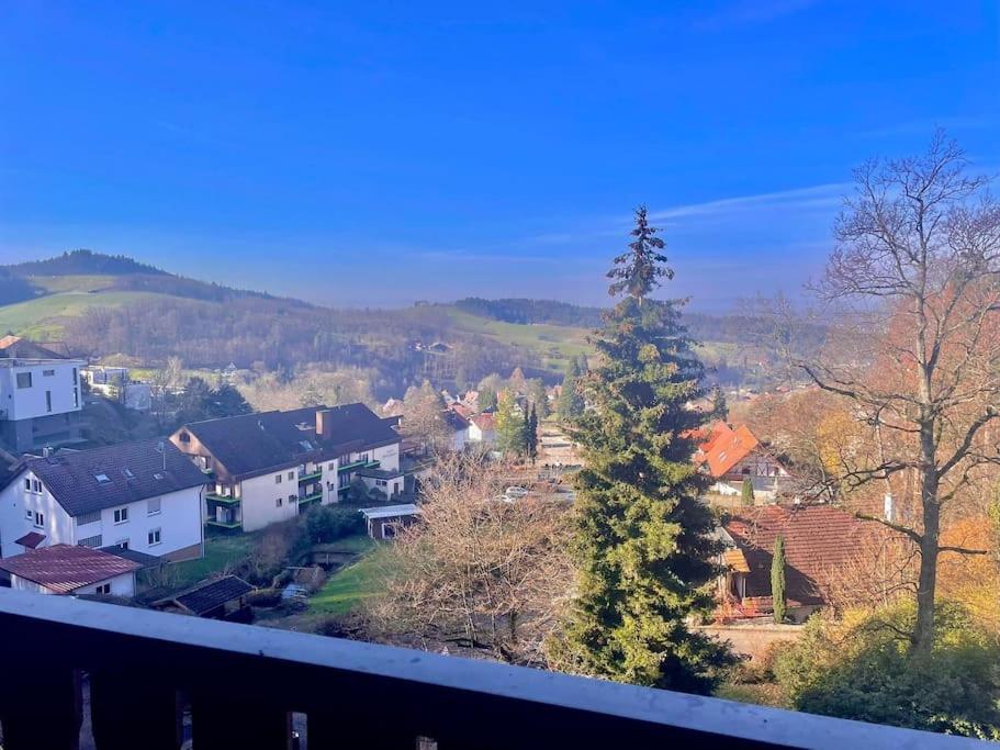 Blick auf eine Stadt mit einem Pinienwald in der Unterkunft Urlaub im Schwarzwald! GHP227 in Sasbachwalden