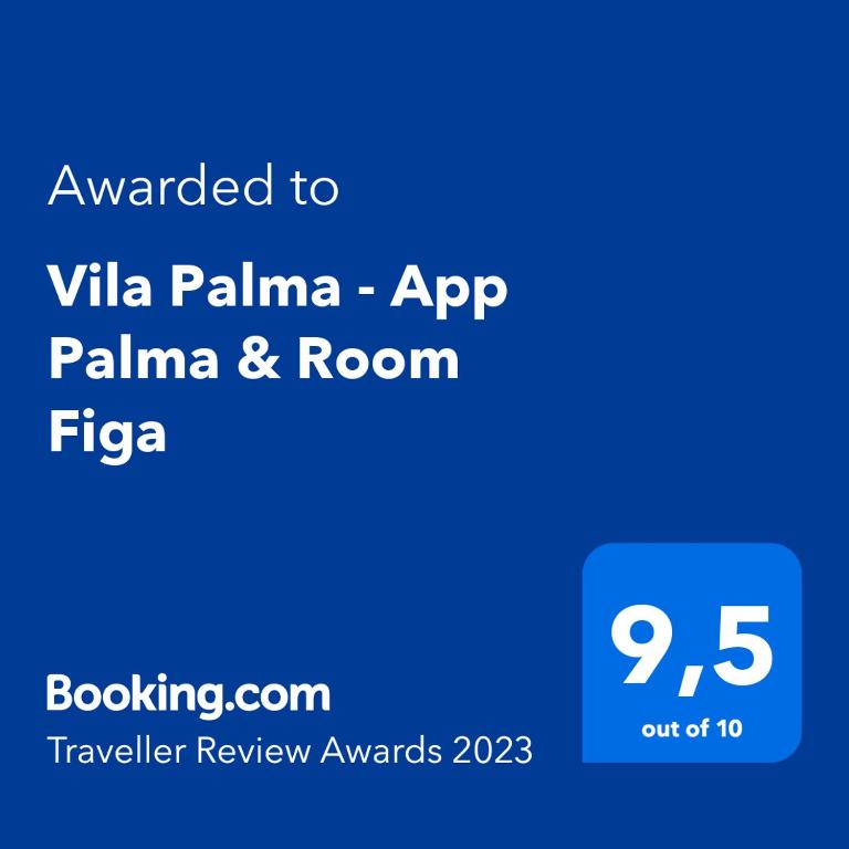 Sertifikat, nagrada, logo ili drugi dokument prikazan u objektu Vila Palma - App Palma & Room Figa